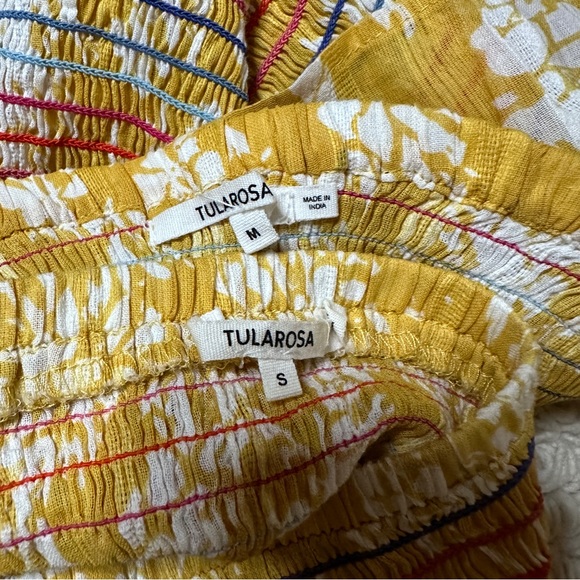 TULAROSA yellow / white floral smocked two-piece crop top and skirt set S / M - Picture 8 of 9